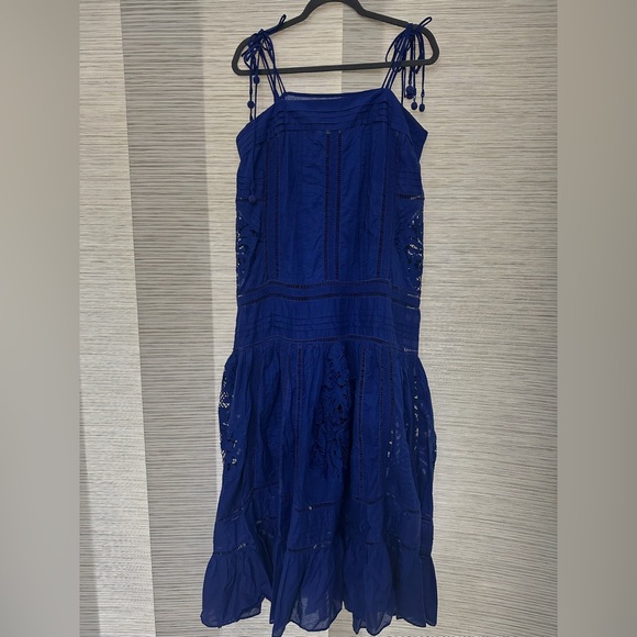 Farm Rio Blue Lace Sleeveless Maxi Dress Sz. M - Picture 4 of 11